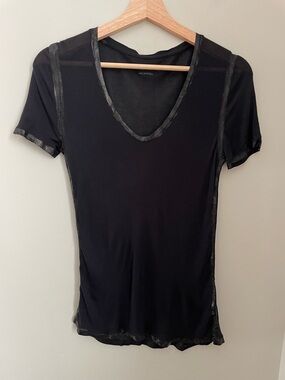 Zadig & Voltaire black Tino Foil tee Size XS Streetwear Minimalist Edgy Sheer